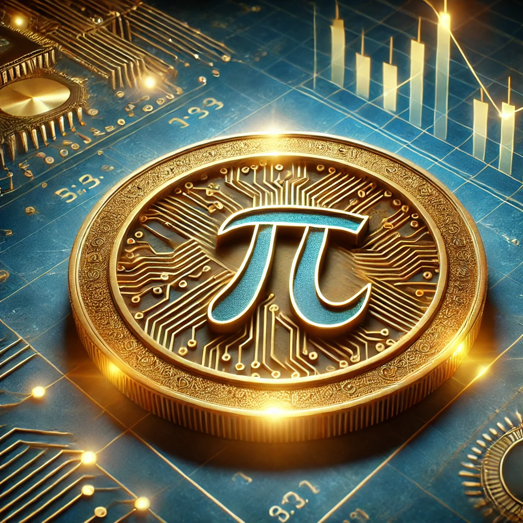 Pi coin in golden