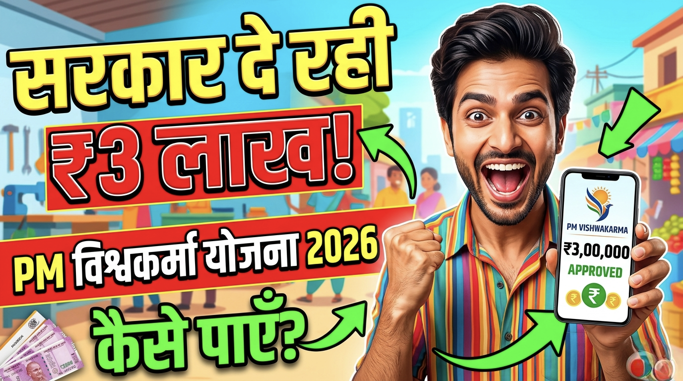 PM Vishwakarma Yojana 2026 में ₹3 लाख लोन मिलने की जानकारी पर उत्साहित व्यक्ति का रिएक्शन